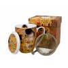 Porcelánová hrnek se sítkem a porcelánovým víčkem, dekor G. Klimt Polibek v dárkové krabičce 380 ml