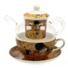 DG - Porcelánový šálek se skleněnou konvičkou a podšálkem v dárkové krabičce, G. Klimt THE KISS - 220 ml, 220 ml