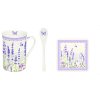 Easy Life - Porcelánový hrnek LAVENDER FIELD, lžička a korková podložka v dárkové krabičce - 300 ml