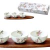 Easy Life - Porcelánová sada tří misek SAKURA na akátovém prkénku v dárkové krabičce - 3* 170 ml