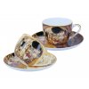 Sada 2 šálků a podšálků G. Klimt, The Kiss (krémové a hnědé pozadí) v dárkovém kufříku...