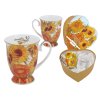 Porcelánové hrnky na stopce Vincent van Gogh, Slunečnice v dárkové krabičce ve tvaru srdce