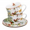Porcelánové šálky s podšálky, dekor Ptáčci v dárkové krabičce