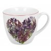 Porcelánový snídaňový hrnek LEVANDULOVÉ SRDCE v přebalu 460 ml