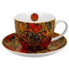 Porcelánový šálek s podšálkem William Morris, ORANŽOVÉ KOSATCE v dárkové krabičce.