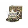 Porcelánový šálek s konvičkou a podšálkem v dárkové krabičce William Morris STRAWBERRY THIEF BLUE
