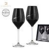 Swarovski - Skleničky Black na bílé víno s bílými krystaly Swarovski Elements v dárkovém balení - 2*360 ml