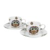DG - Porcelánové šálky s podšálkem na espresso SOVA ETNO v dárkové krabičce - 2*110 ml