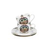 DG - Porcelánové šálky s podšálkem na espresso SOVA ETNO v dárkové krabičce - 2*110 ml