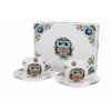 DG - Porcelánové šálky s podšálkem na espresso SOVA ETNO v dárkové krabičce - 2*110 ml