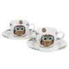 DG - Porcelánové šálky s podšálkem na espresso SOVA ETNO v dárkové krabičce - 2*110 ml