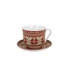 DG - Porcelánový šálek s podšálkem vánoční SVETR červený v dárkové krabičce - 470 ml