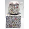 Porelánový hrnek se sítkem a víčkem, Meadow flower v dárkové krabičce  - 450 ml