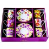 Easy Life - Porcelánové šálky a podšálky na kávu Flower Power Yellow v dárkovém balení 6 ks - 100 ml