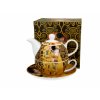 DG - Porcelánový šálek s konvičkou a podšálkem v dárkové krabičce G. Klimt, THE KISS BROWN - 350 ml, 310 ml