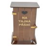 Pokladna kadibudka dřevěná tmavá s nápisem - Na tajná přání