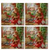Carmani - Skleněné prostírání pod hrnečky, vánoční dekor Holčička s medvídkem 4 ks - 10,5*10,5 cm