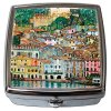 Plu - Krabička na tablety lékovka-pilulník se zrcátkem G. Klimt, Malcesine Lake Garda - 54x58x18 mm