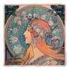 Plu - Hedvábný šátek A. Mucha, The Zodiac - 52 x 52 cm