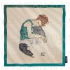 Plu - Hedvábný šátek Egon Schiele, Seated Woman with bent Knee - 90 x 90 cm