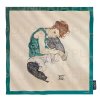Plu - Hedvábný šátek Egon Schiele, Seated Woman with bent Knee - 90 x 90 cm