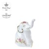 Slon 8,2 cm dekor girlanda z růžiček - bílý porcelán