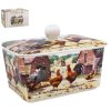 Leonardo - Porcelánová máslenka COCKEREL & HEN slepička s kohoutkem a kuřátky na 250 g máslo - 17*10*11 cm