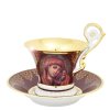 Šálek s podšálkem 200 ml Ulrika - náboženský dekor - bordeaux varianta