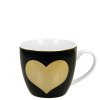 DP - Porcelánový hrnek v srdci Zlaté plné srdce na černém podkladu - 460 ml