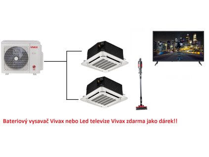 Kazetová Klimatizace Vivax 1+2 (2,6kW + 2,6kW) Multi-split R32 včetně montáže