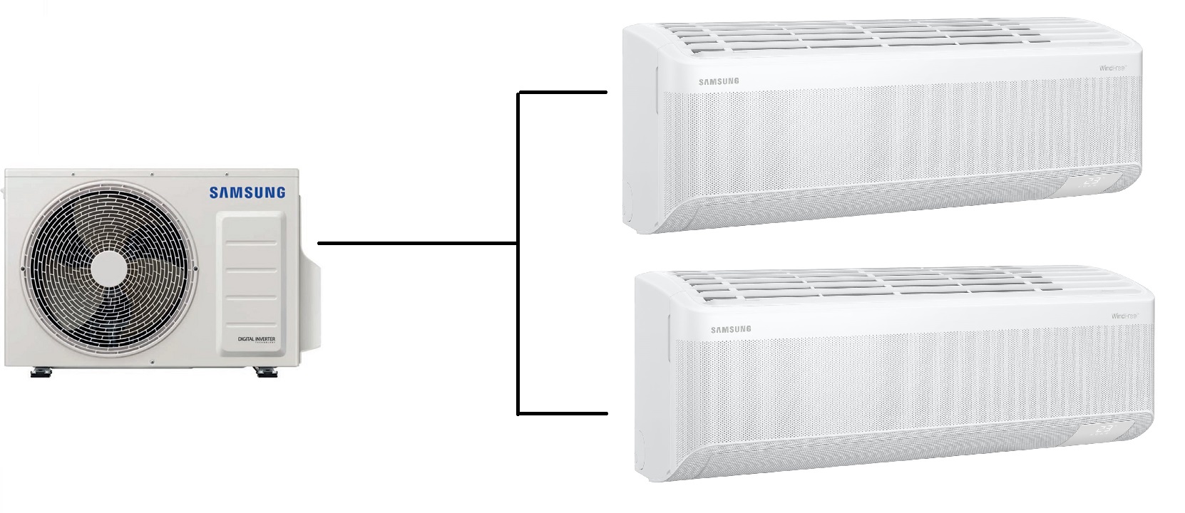 Klimatizace Samsung Wind Free Avant S2 1+2 ( 2,5kW + 3,5kW ) Multi-split R32