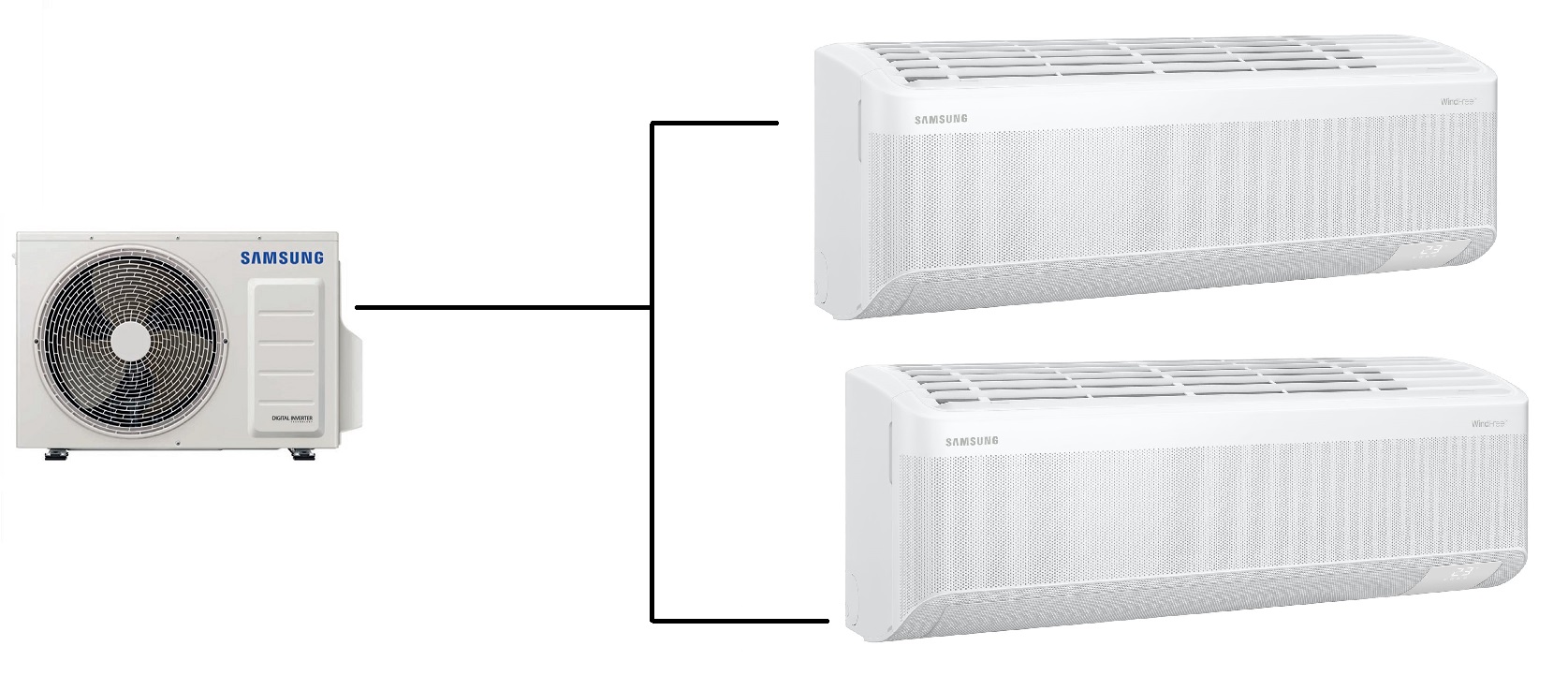Klimatizace Samsung Wind Free Comfort S2 1+2 ( 2kW + 2,5kW ) Multi-split R32