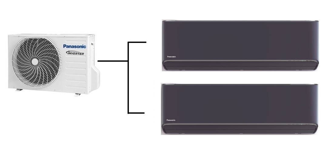 Klimatizace Panasonic Etherea graphite 1+2 (2,5kW + 3,5kW) Multi-split R32