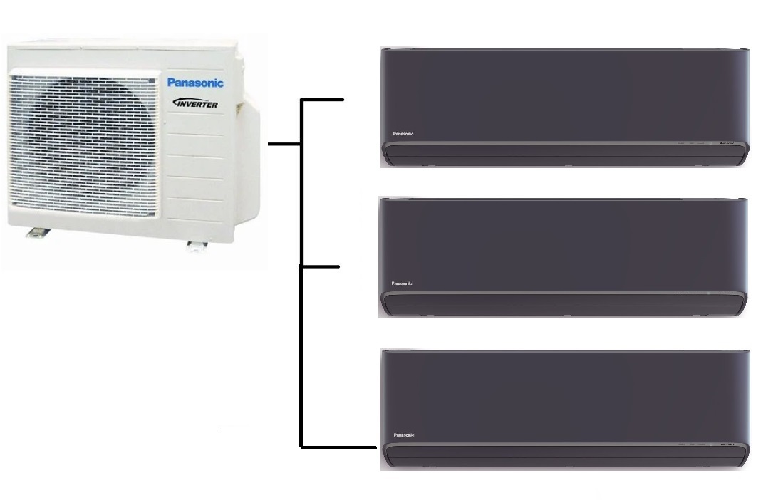 Klimatizace Panasonic Etherea graphite 1+3 (2kW + 2,5kW + 2,5kW) Multi-split R32