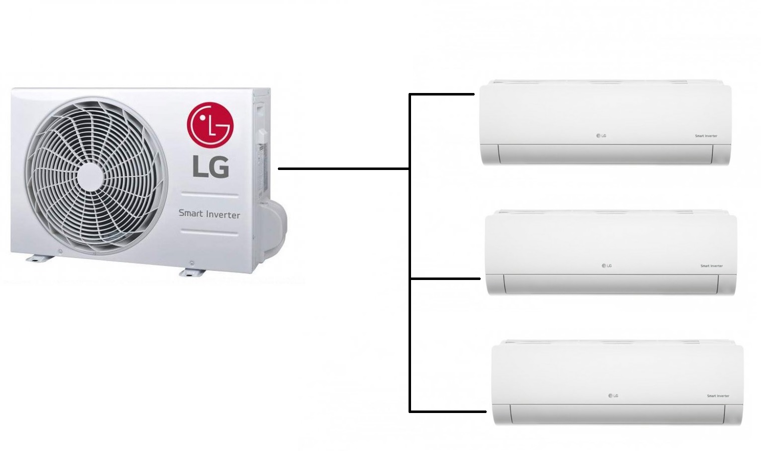 Klimatizace LG Standard 1+3 ( 2,1kW + 2,5kW + 2,5kW ) Mutli-split R32