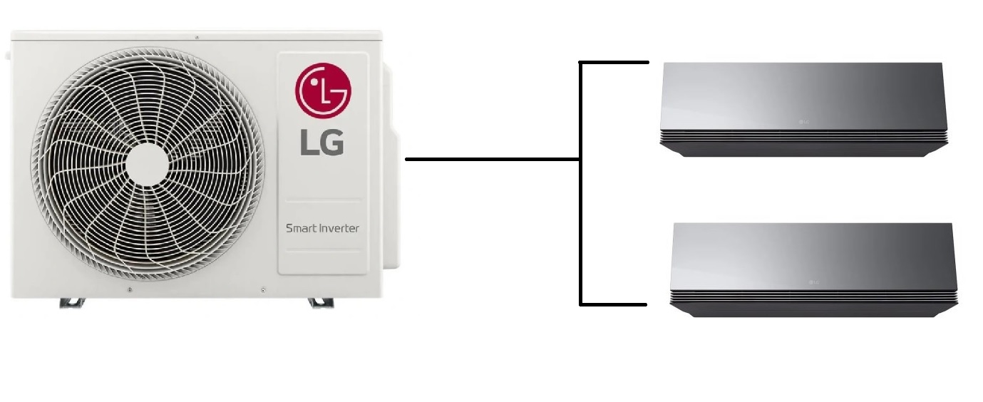 Klimatizace LG AI Air Mirror 1+2 ( 2,5kW + 3,5kW) Multi-split R32