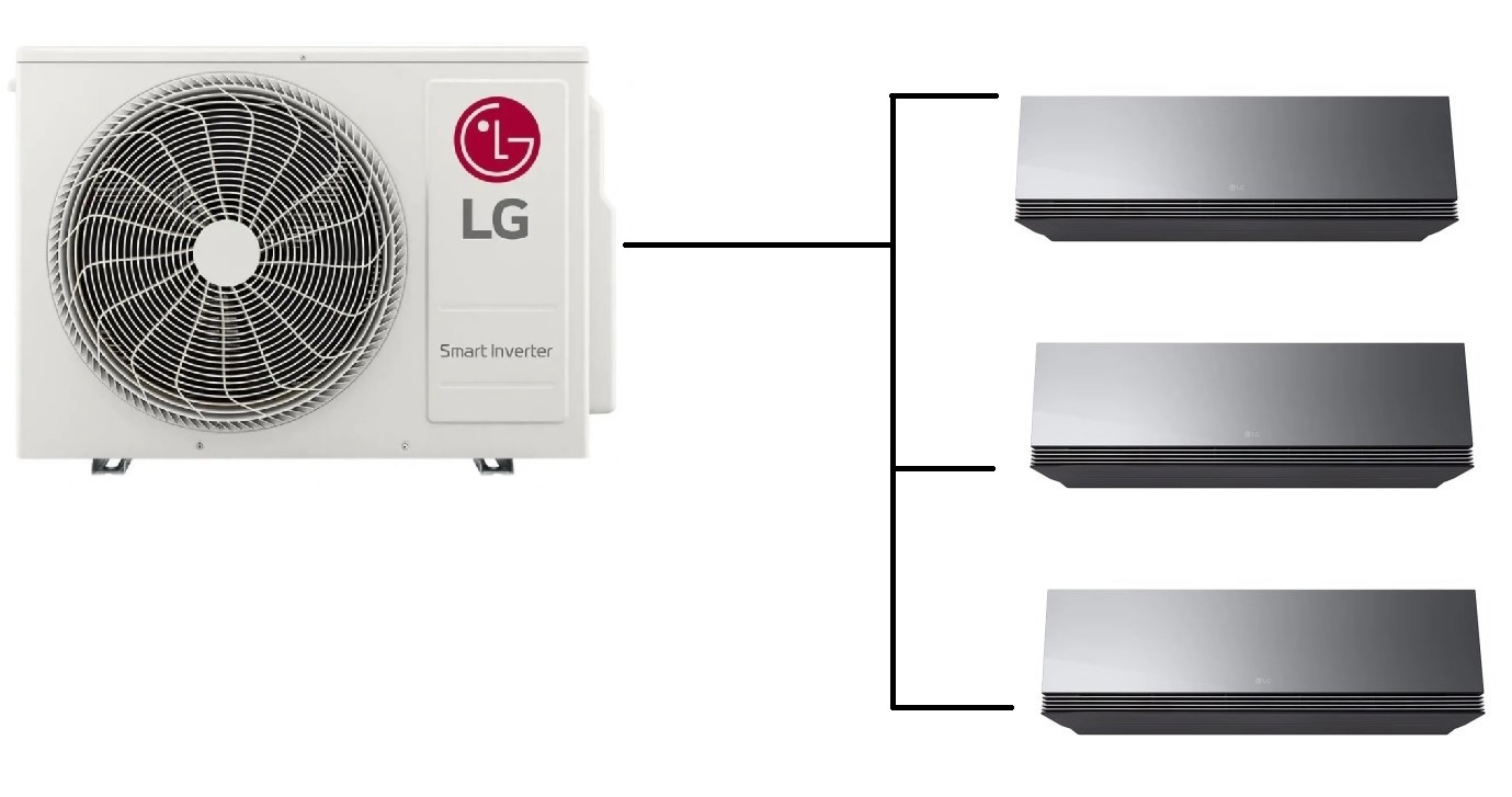 Klimatizace LG AI Air Mirror 1+3 ( 2,5kW + 2,5kW + 3,5kW) Multi-split R32