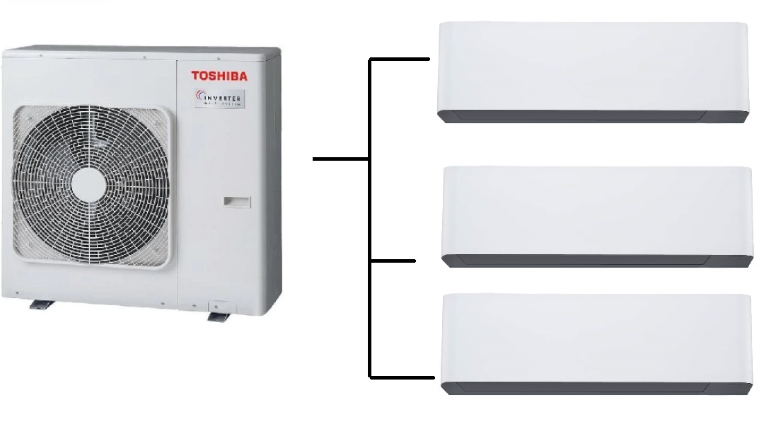 Klimatizace Toshiba Shorai Curve white 1+3 ( 2,5kW + 2,5kW + 3,5kW ) Multi-split R32