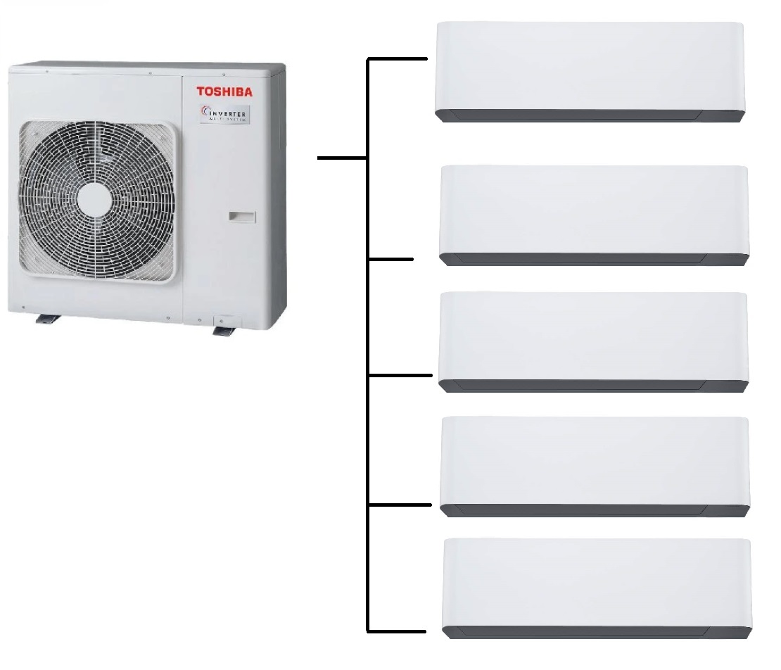 Klimatizace Toshiba Shorai Curve white 1+5 ( 2,5kW + 2,5kW + 2,5kW + 2,5kW + 2,5kW ) Multi-split R32