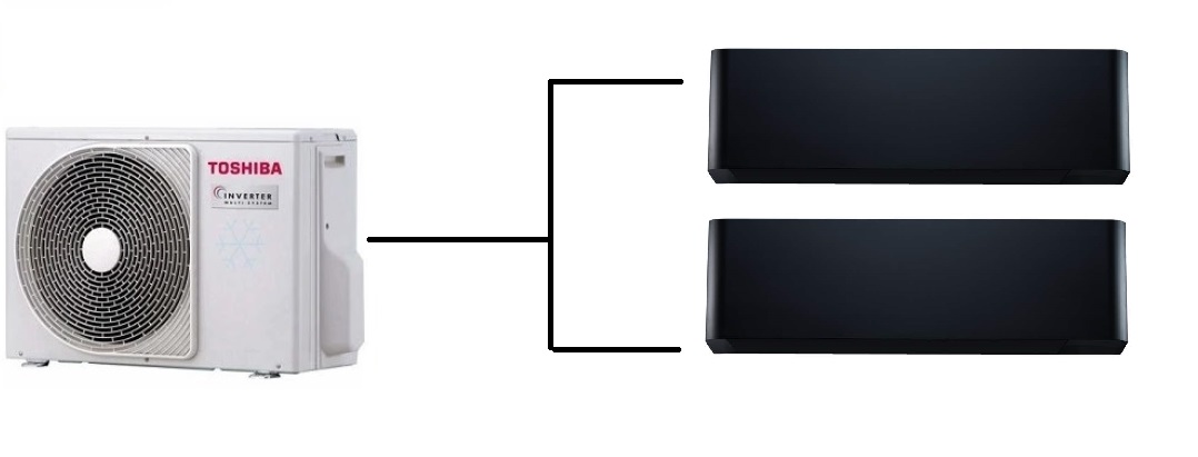 Klimatizace Toshiba Shorai Curve black 1+2 ( 2,5kW + 2,5kW) Multi-split R32
