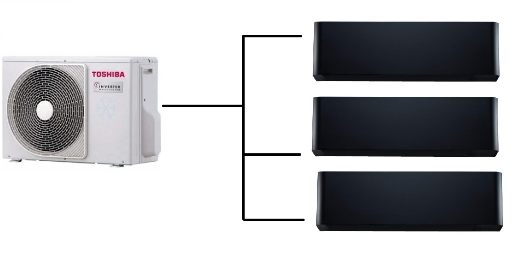 Klimatizace Toshiba Shorai Curve black 1+3 ( 2,5kW + 2,5kW + 3,5kW ) Multi-split R32