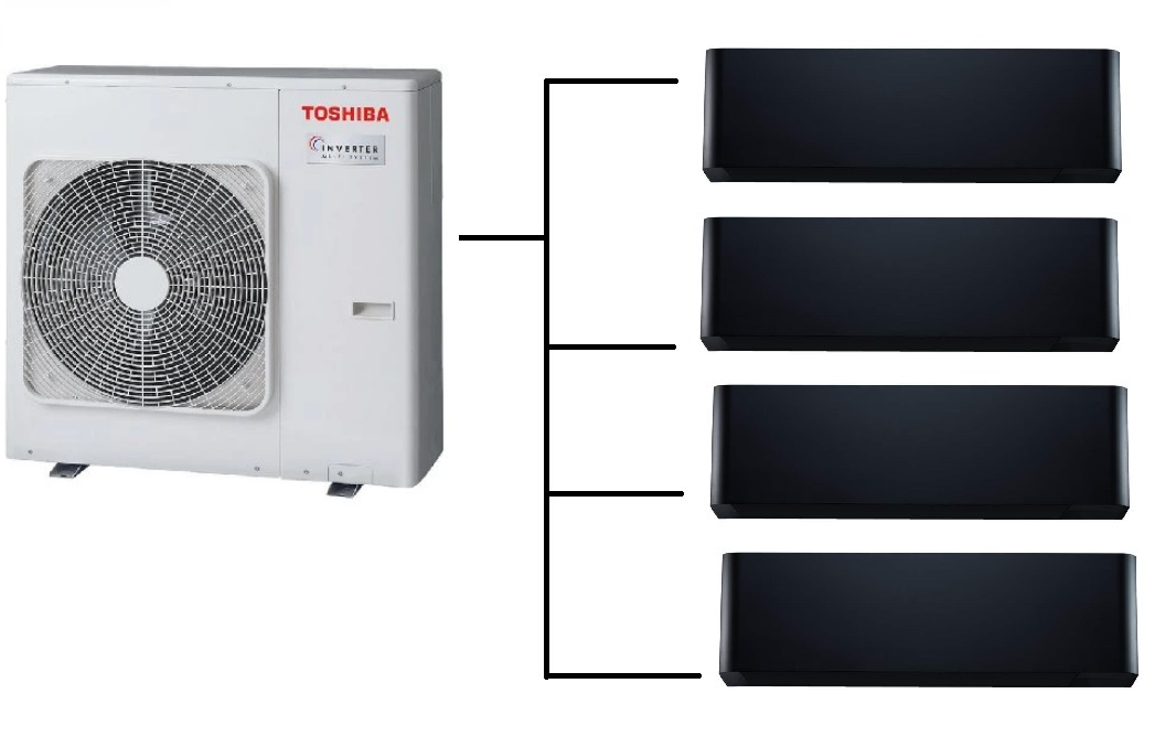 Klimatizace Toshiba Shorai Curve black 1+4 ( 2,5kW + 2,5kW + 2,5kW + 2,5kW ) Multi-split R32