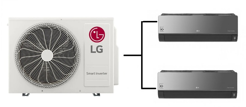 Klimatizace Multisplit LG Artcool Mirror 1+2 (2,5kW + 3,5kW) R32