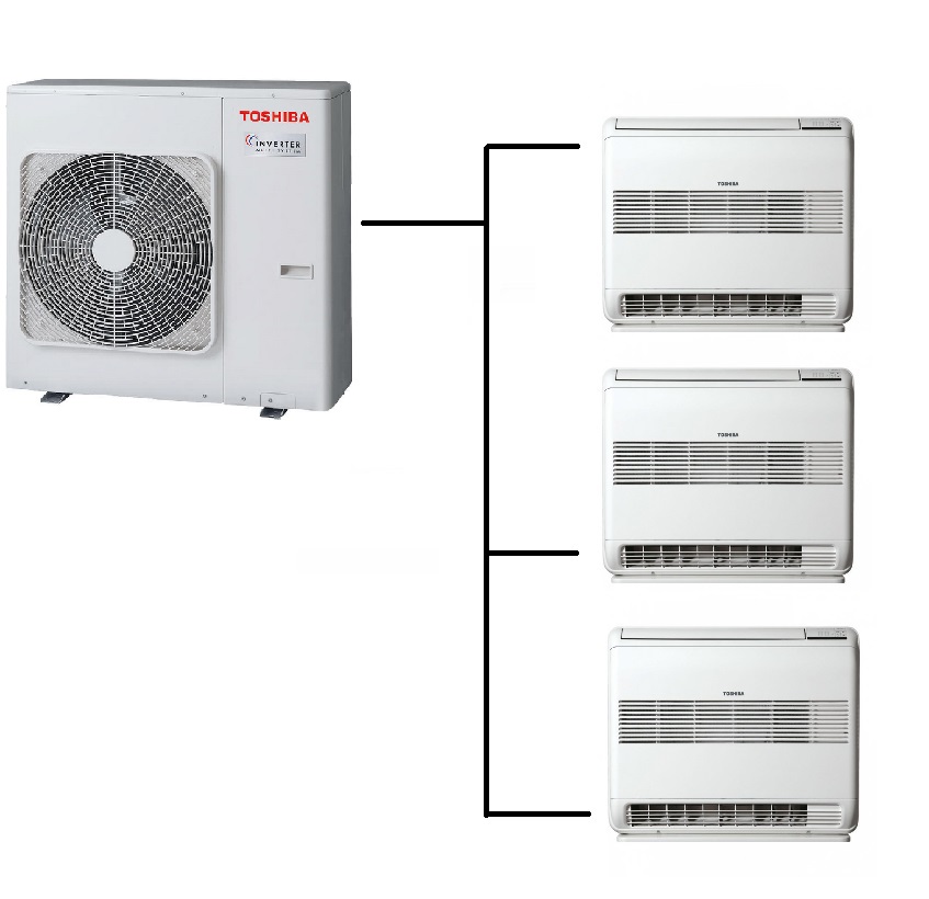 Parapetní Klimatizace Toshiba Suzumi 1+3 (2,5kW + 2,5kW + 2,5kW) Multi-split R32