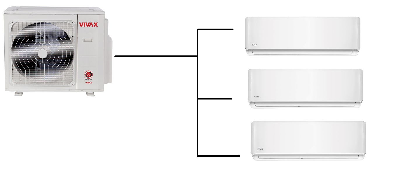 Klimatizace Vivax Design R+ white 1+3 (2,7kW + 2,7kW + 2,7kW) Multi-split R32