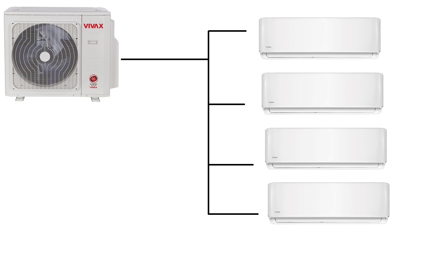 Klimatizace Vivax Design R+ white 1+4 (2,7kW + 2,7kW 2,7kW + 2,7kW) Multi-split R32