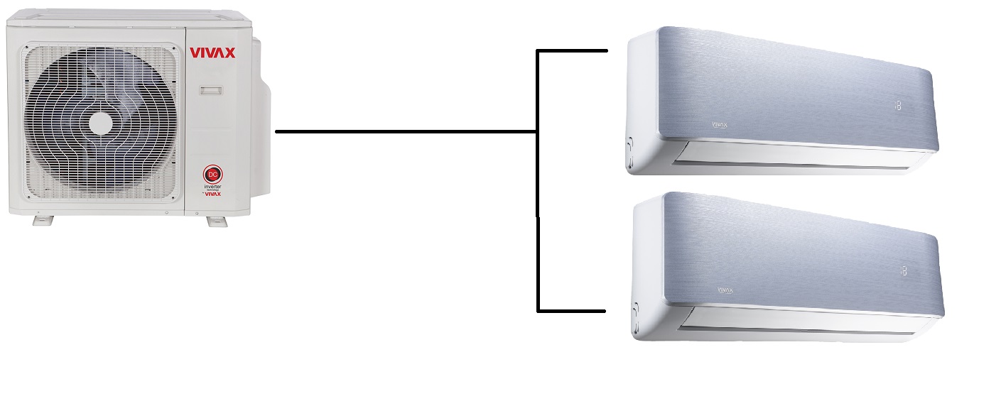 Klimatizace Vivax Design R+ silver 1+2 (2,7kW + 3,5kW) Multi-split R32
