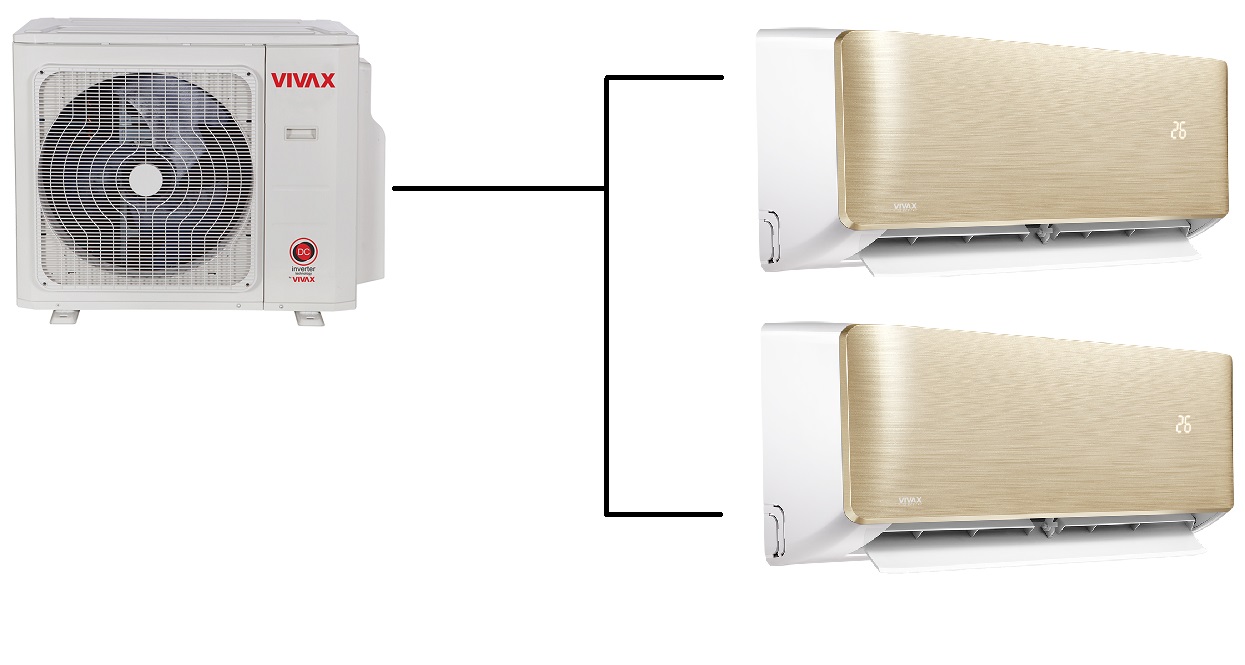 Vivax Klimatizace VivaxDesign R+ gold 1+2 (2,7kW + 3,5kW) Multi-split R32