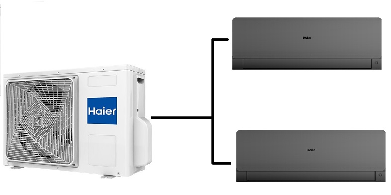 Klimatizace Haier Flexis plus černá 1+2 (2,6kW + 2,6kW) Multi-split R32