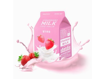 Rozjasňující plátýnková maska s jahodovým extraktem Milk One Pack Mask - Strawberry